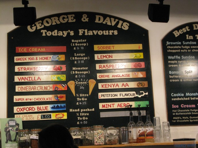 En del av dagens glassorter.