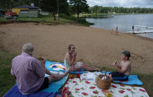 Paus i badandet på Axamo.